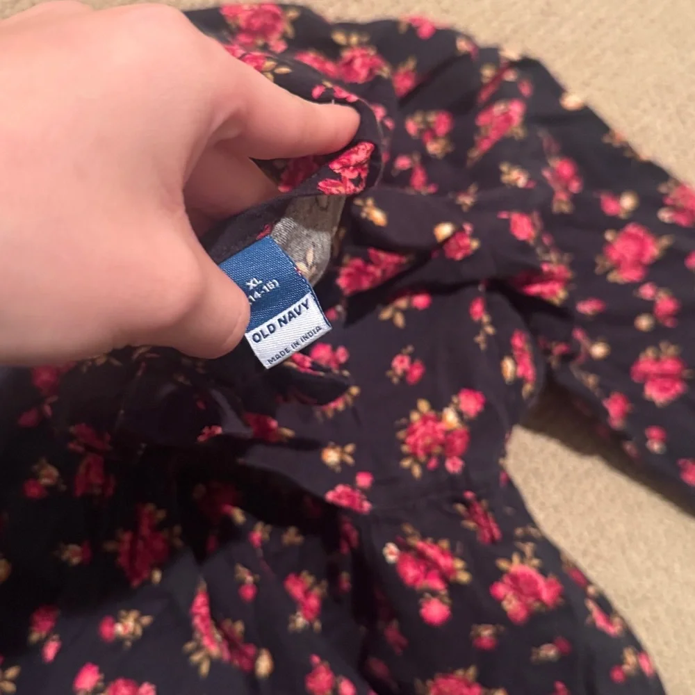 NWOT old navy girls xl floral red rose long sleeve dress